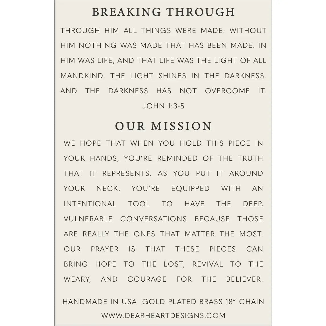 Breaking Through | Christian Necklace | John 1:3