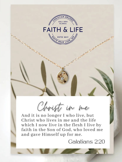 "Christ In Me" 14k Gold Cubic Zirconia Christian Necklace