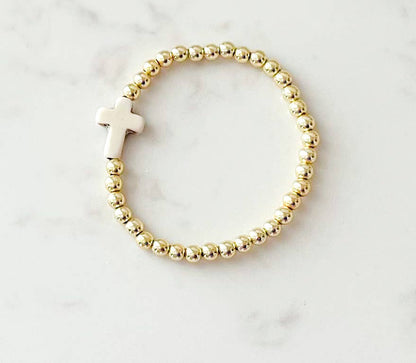 Children's Gold & Marble Cross Bracelet